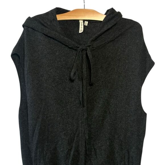 ROBBI & NIKKI Cashmere Wool Blend Tunic Sweater hoodie sleeveless Gray size M - Picture 2 of 9